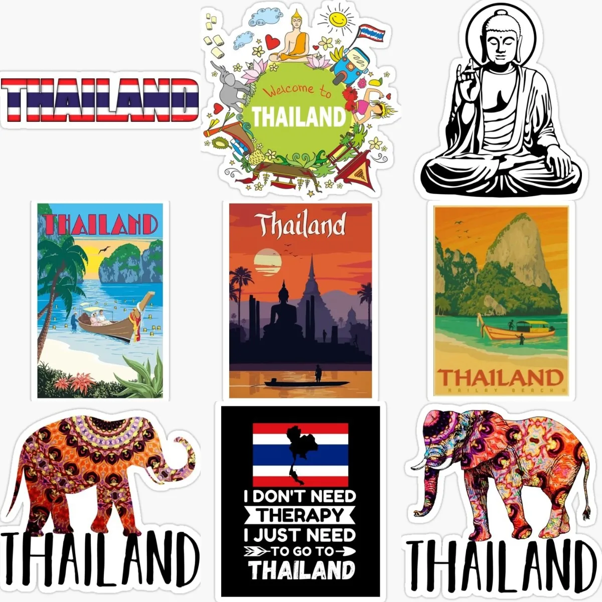 Car Accessories Thailand - Autocollant de paysage de bouddhisme éléphant