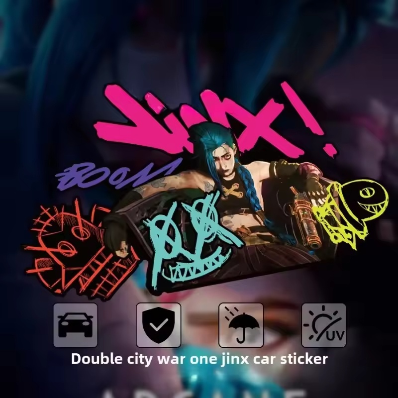 Car Accessories Nz - Autocollant réfléchissant Arcane Jinx Graffiti pour