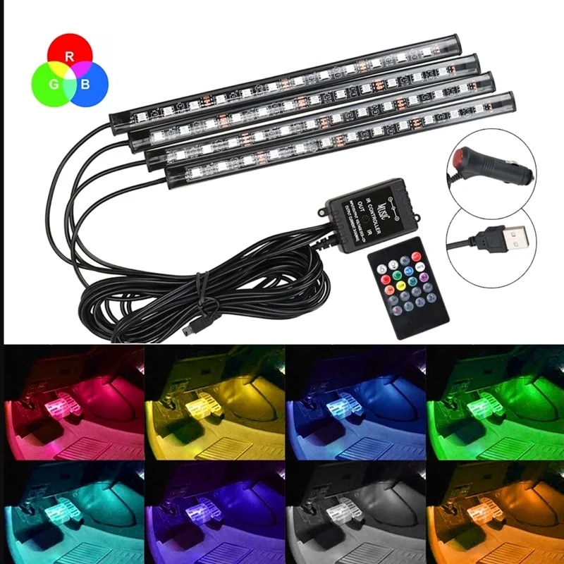 Car Accessories Sound System - Lumières d'ambiance universelles RGB pour voiture,